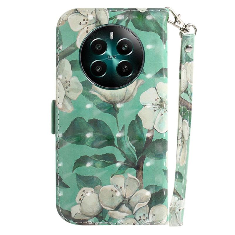 Housse Realme 12 Plus 5G Fleurs Aquarelle à Lanière