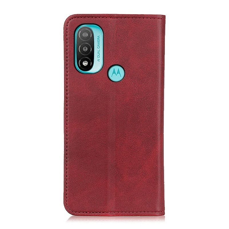 Flip Cover Moto E40 / E30 / E20 Cuir Fendu Élégance