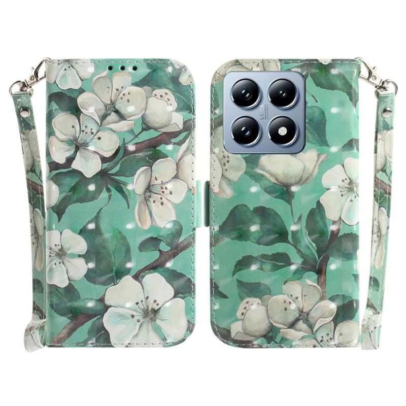 Housse Xiaomi 14T Fleurs Aquarelles à Lanière