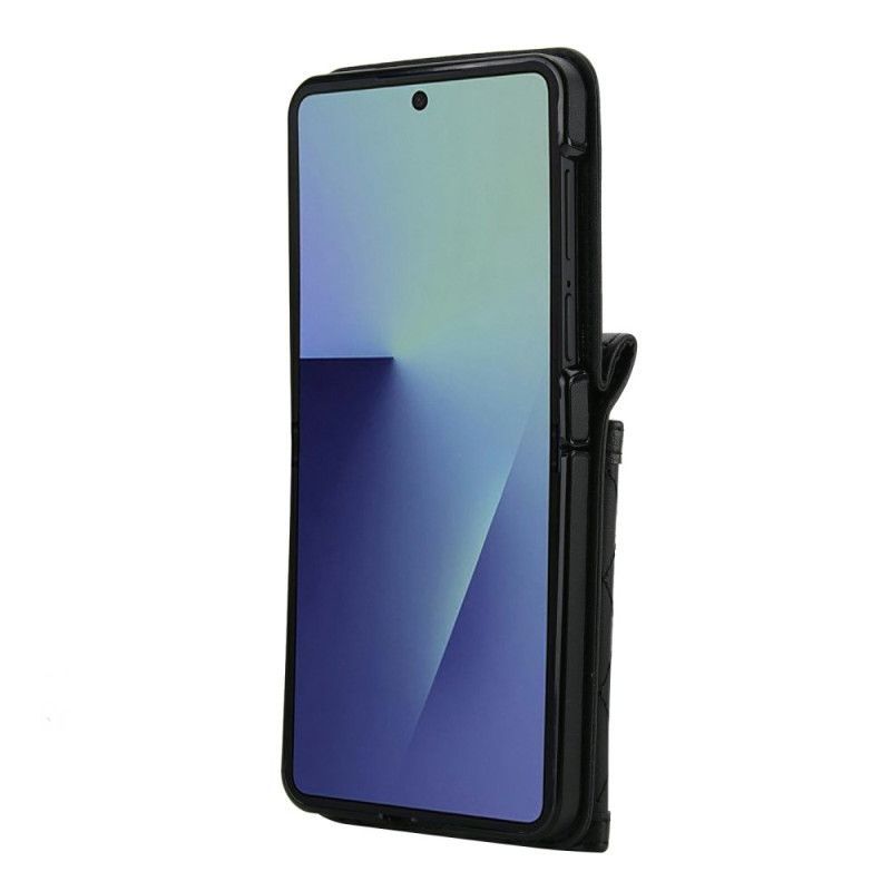 Coque Samsung Galaxy Z Flip 7 5G Porte-Cartes Matelassé et Bandoulière