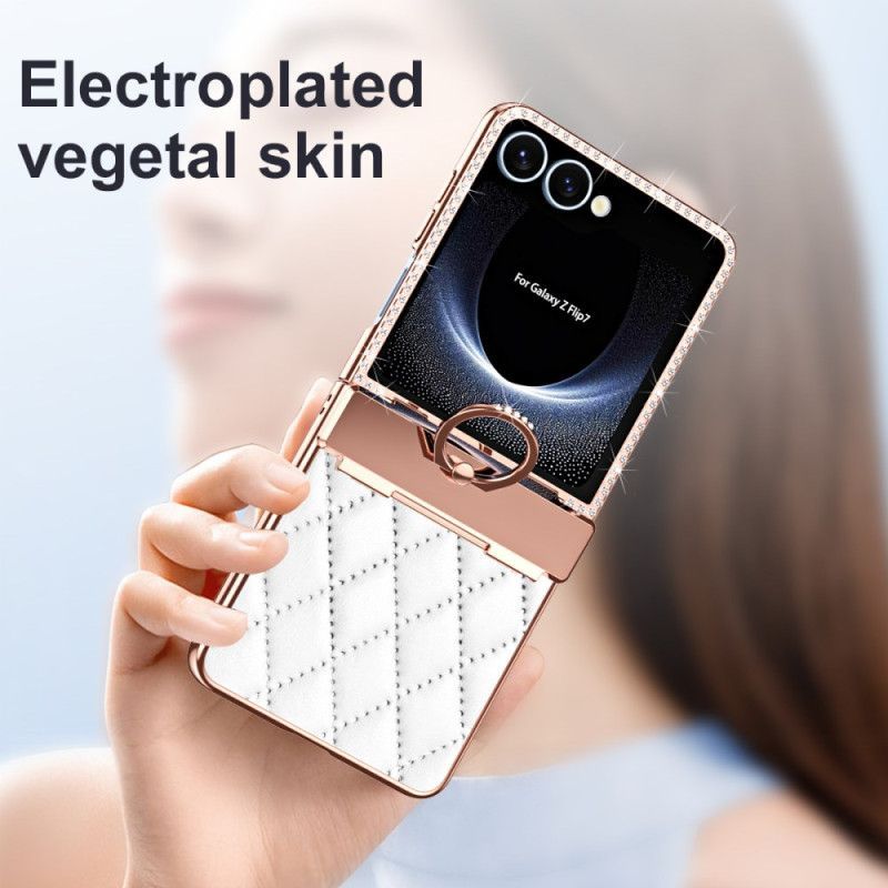 Coque Samsung Galaxy Z Flip 7 Anneau-Support et Décoration Strass