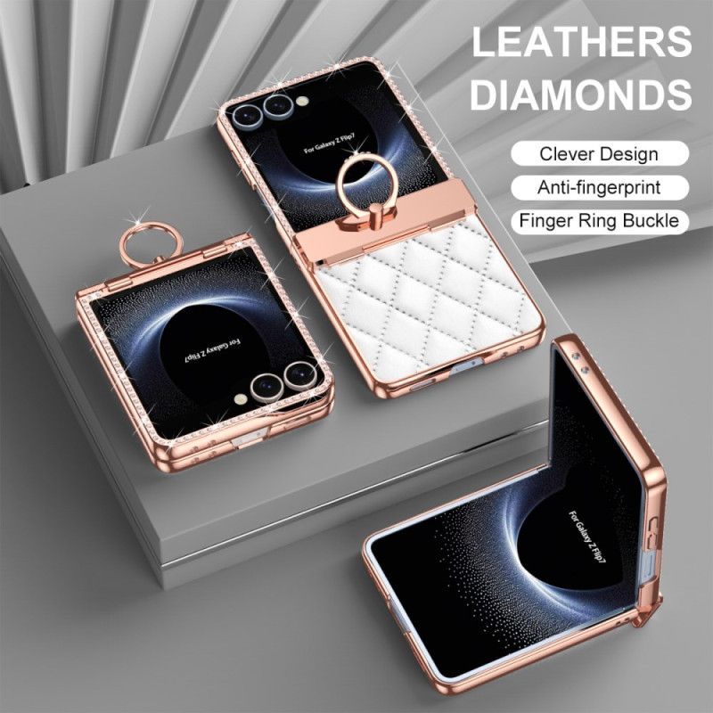 Coque Samsung Galaxy Z Flip 7 Anneau-Support et Décoration Strass