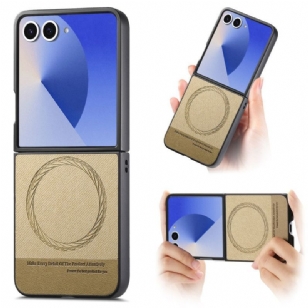 Coque Samsung Galaxy Z Flip 7 Compatible MagSafe Cuir Texture Jeans