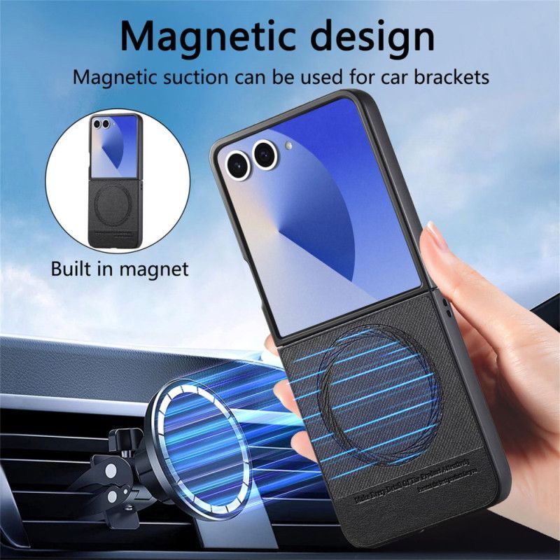 Coque Samsung Galaxy Z Flip 7 Compatible MagSafe Cuir Texture Jeans