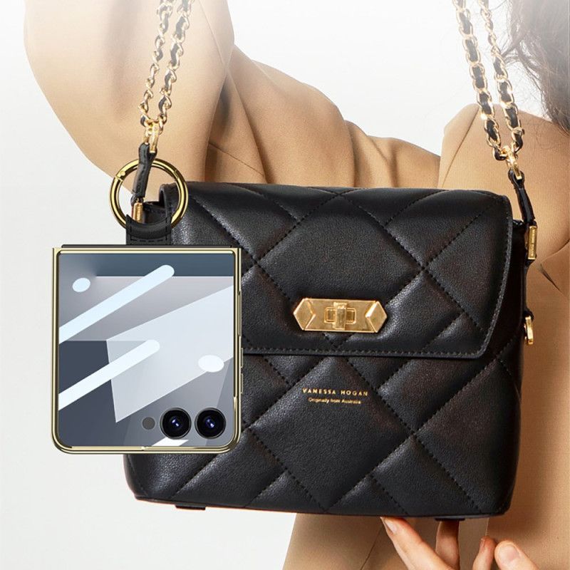 Coque Samsung Galaxy Z Flip 7 Design Matelassé avec Anneau-Support