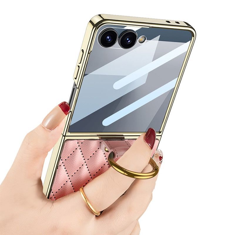 Coque Samsung Galaxy Z Flip 7 Design Matelassé avec Anneau-Support