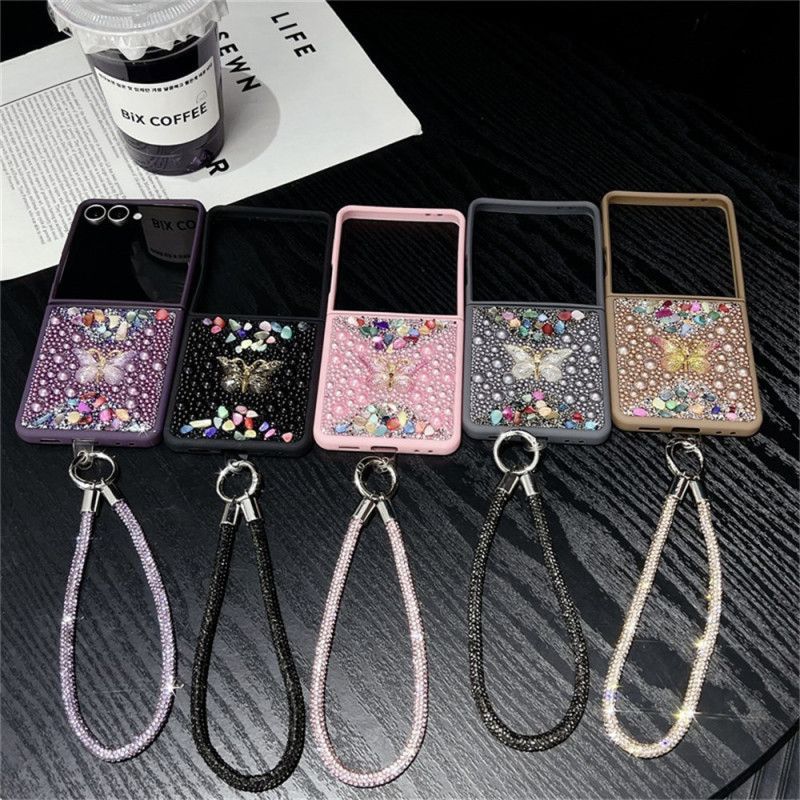Coque Samsung Galaxy Z Flip 7 Design Paillettes et Dragonne