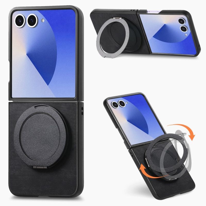 Coque Samsung Galaxy Z Flip 7 Effet Cuir avec Support Rotatif à