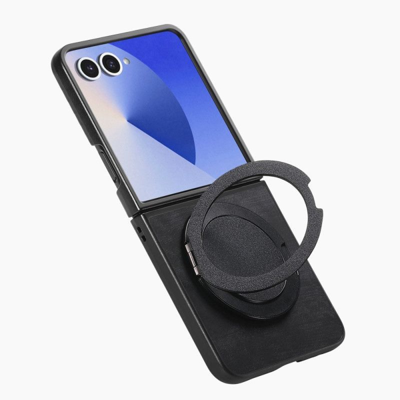 Coque Samsung Galaxy Z Flip 7 Effet Cuir avec Support Rotatif à