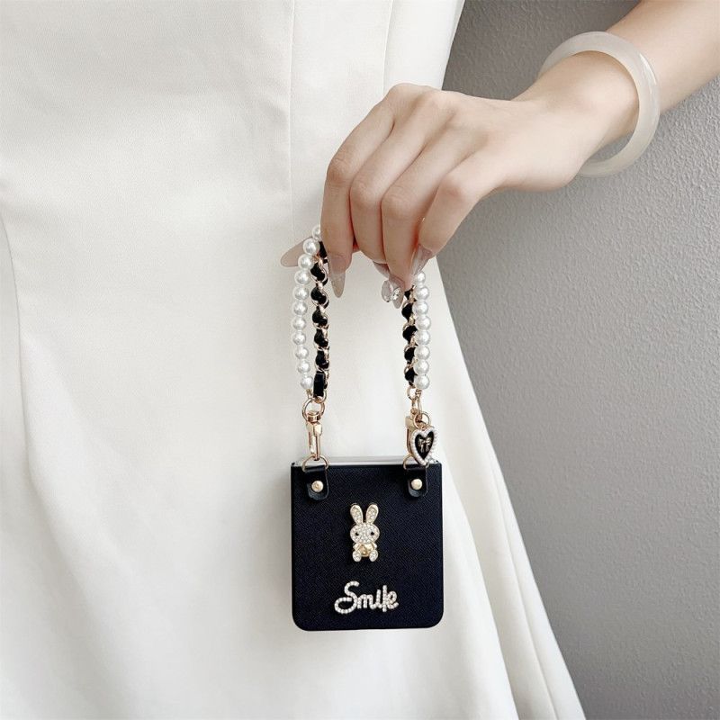 Coque Samsung Galaxy Z Flip 7 Lapin Smile avec Bracelet