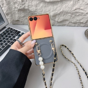 Coque Samsung Galaxy Z Flip 7 Magnétique Bandoulière Breloque