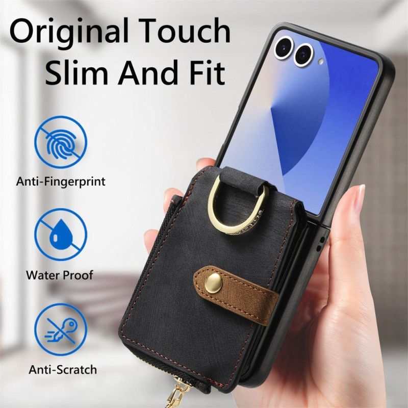 Coque Samsung Galaxy Z Flip 7 Poche Zippée et Porte-Cartes