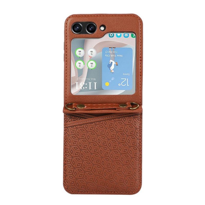 Coque Samsung Galaxy Z Flip 7 Porte-Cartes Design Rhombique