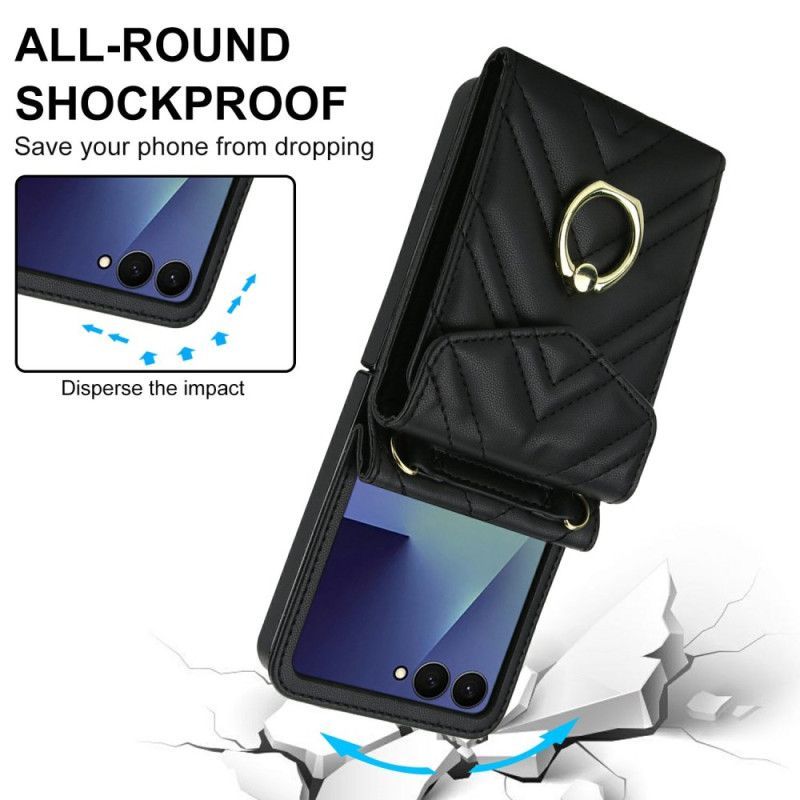 Coque Samsung Galaxy Z Flip 7 Porte-Cartes RFID et Bandoulière