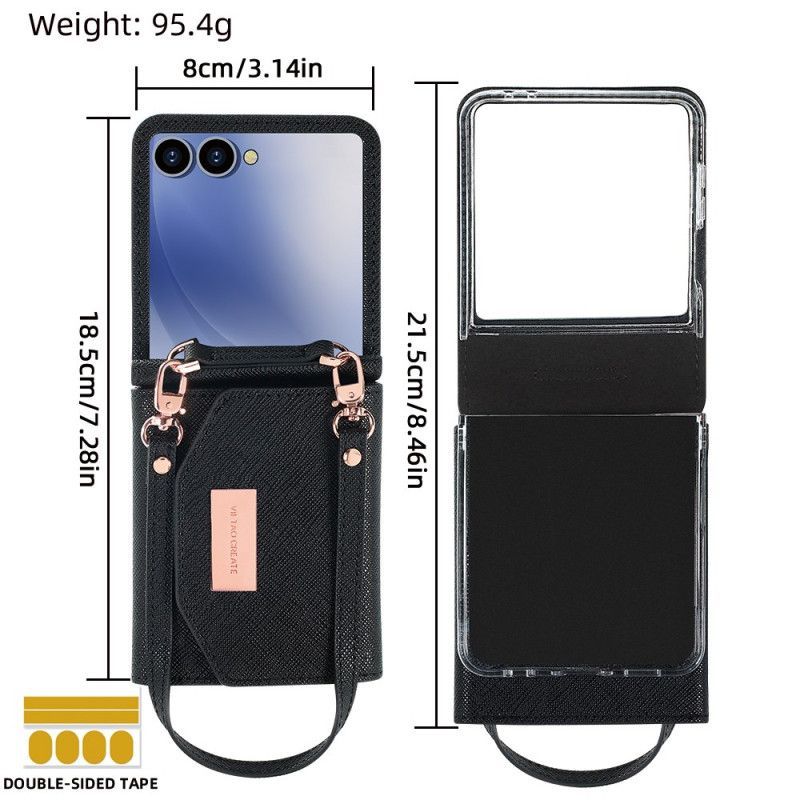 Coque Samsung Galaxy Z Flip 7 Portefeuille et Sangle