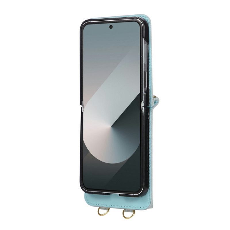 Coque Samsung Galaxy Z Flip 7 Portefeuille Matelassé avec Bandoulière