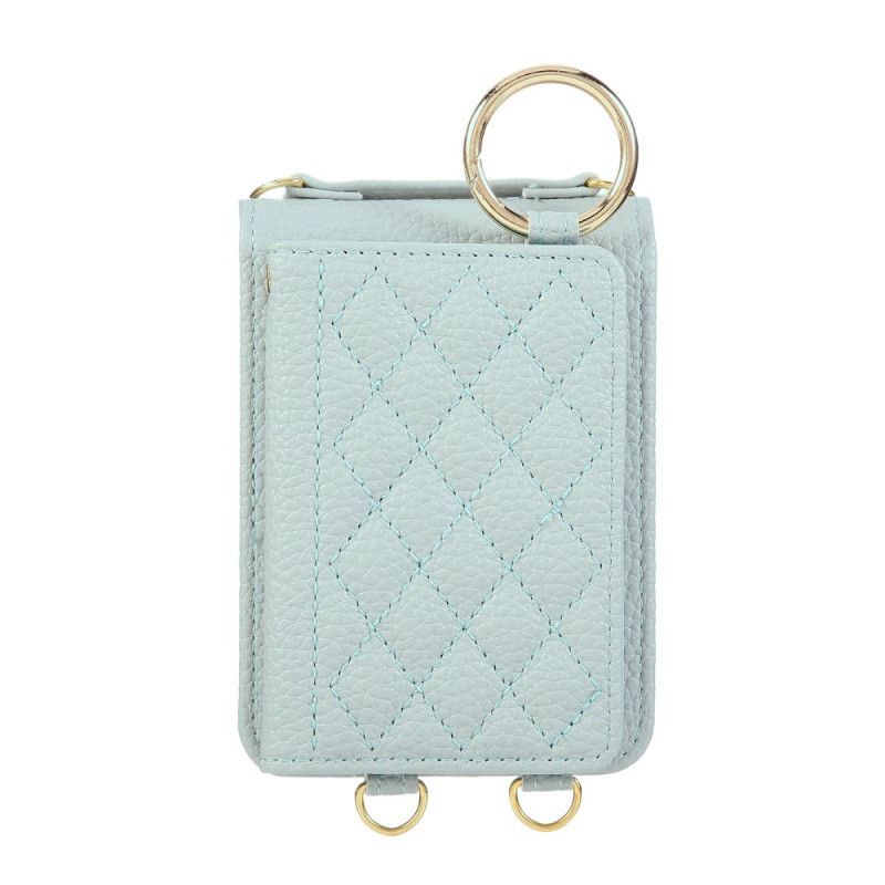 Coque Samsung Galaxy Z Flip 7 Portefeuille Matelassé avec Bandoulière