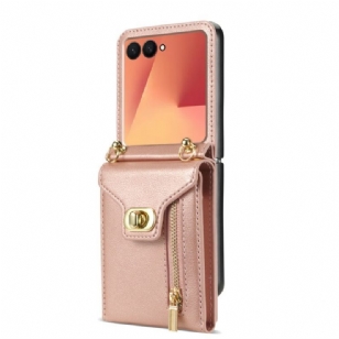 Coque Samsung Galaxy Z Flip 7 Portefeuille zippé et Bandoulière