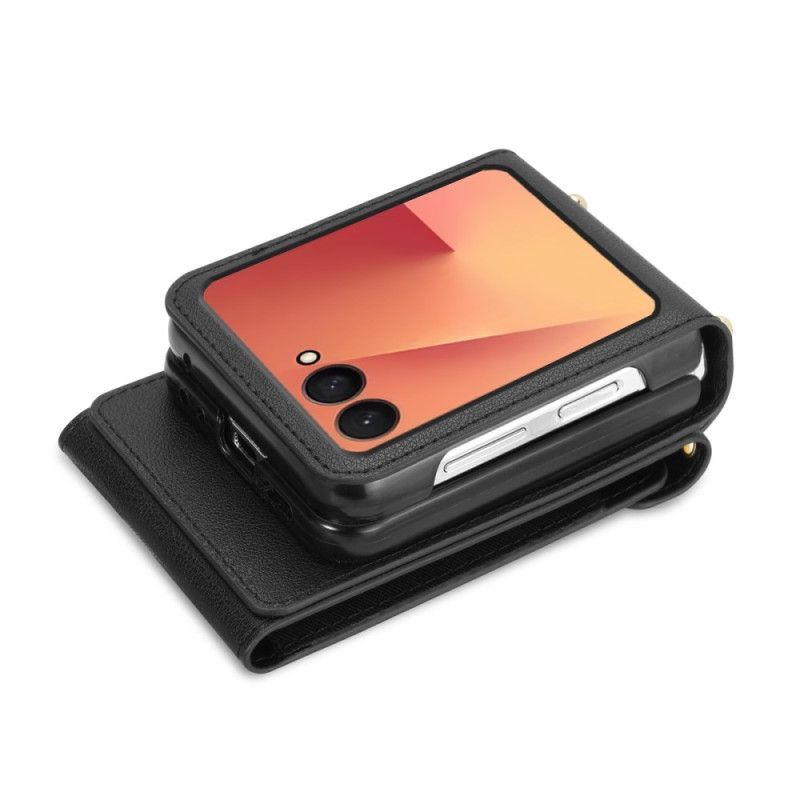 Coque Samsung Galaxy Z Flip 7 Portefeuille zippé et Bandoulière
