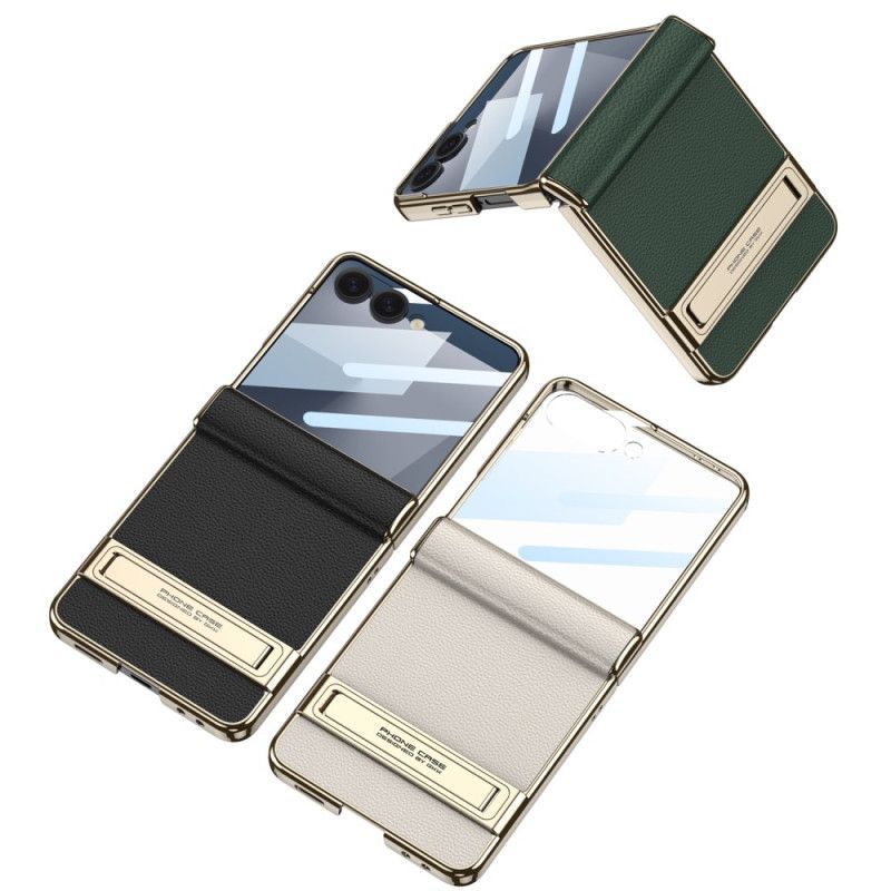 Coque Samsung Galaxy Z Flip 7 Simili Cuir et Support GKK