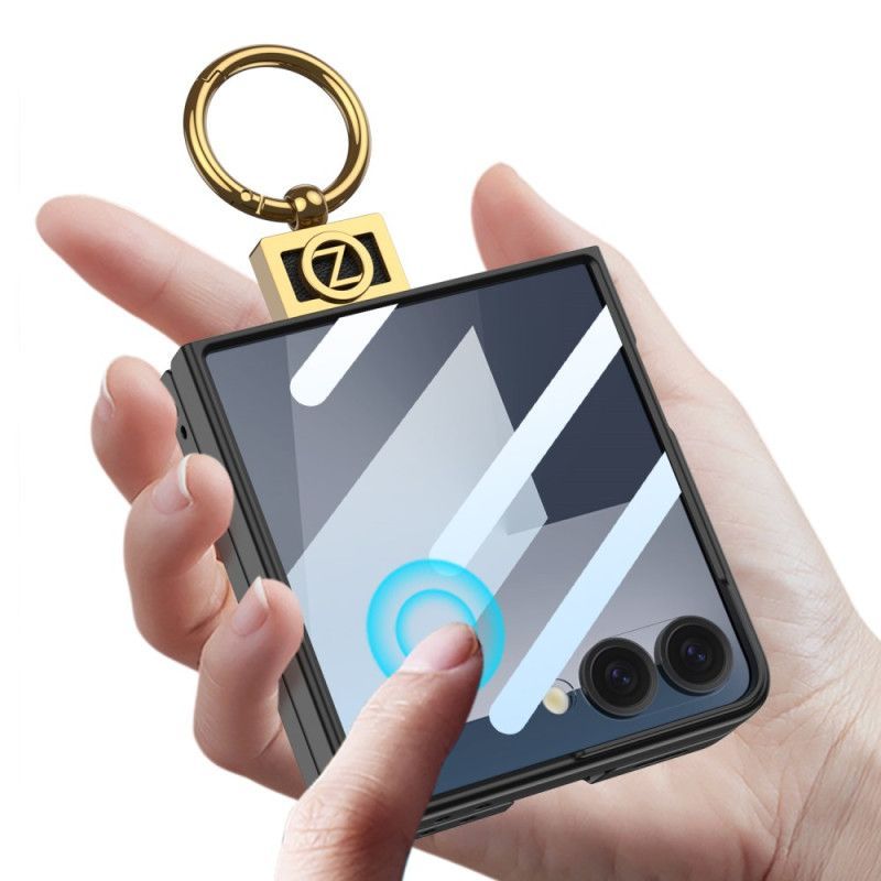 Coque Samsung Galaxy Z Flip 7 Support-Anneau et Film Protecteur d'Écran GKK