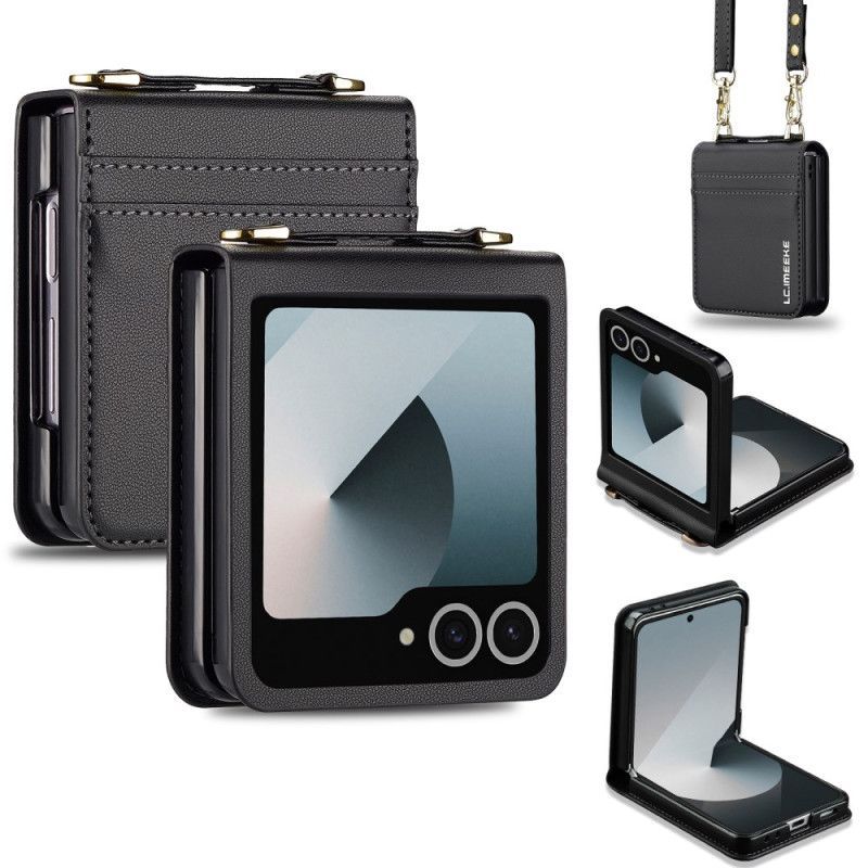 Étui Samsung Galaxy Z Flip 7 5G Style Cuir Porte-Cartes et Bandoulière