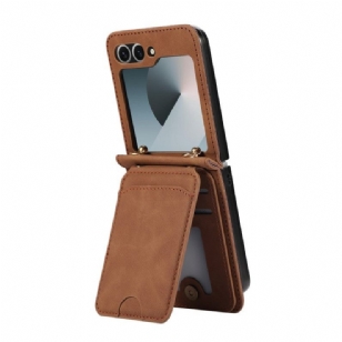 Étui Samsung Galaxy Z Flip 7 Effet Cuir Porte-Cartes et Bandoulière