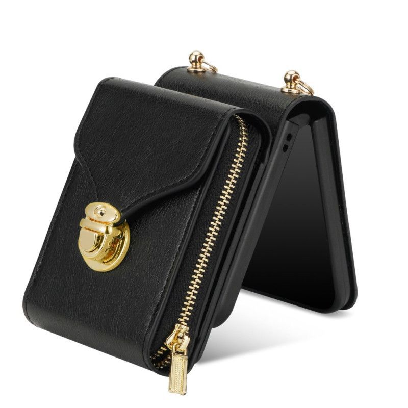 Étui Samsung Galaxy Z Flip 7 Portefeuille à Fermeture Éclair et Bandoulière