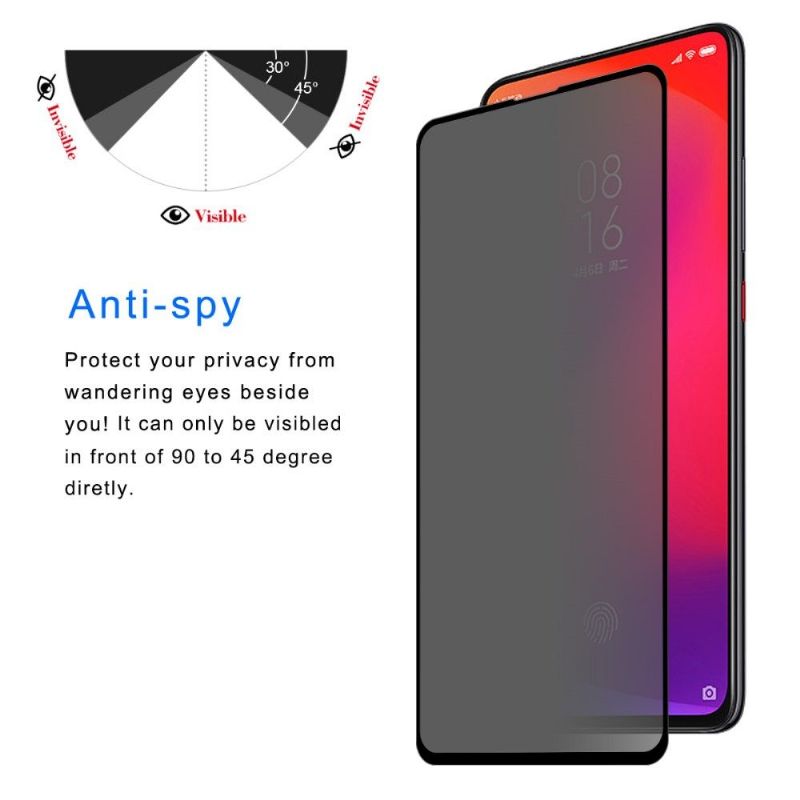 Xiaomi Mi 9T / Mi 9T Pro - Protection d'écran verre trempé et filtre de confidentialité