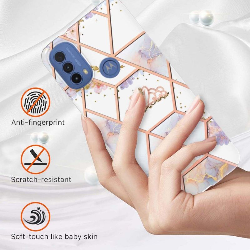 Coque Motorola Moto E40 / E30 / E20 marbre et couronne