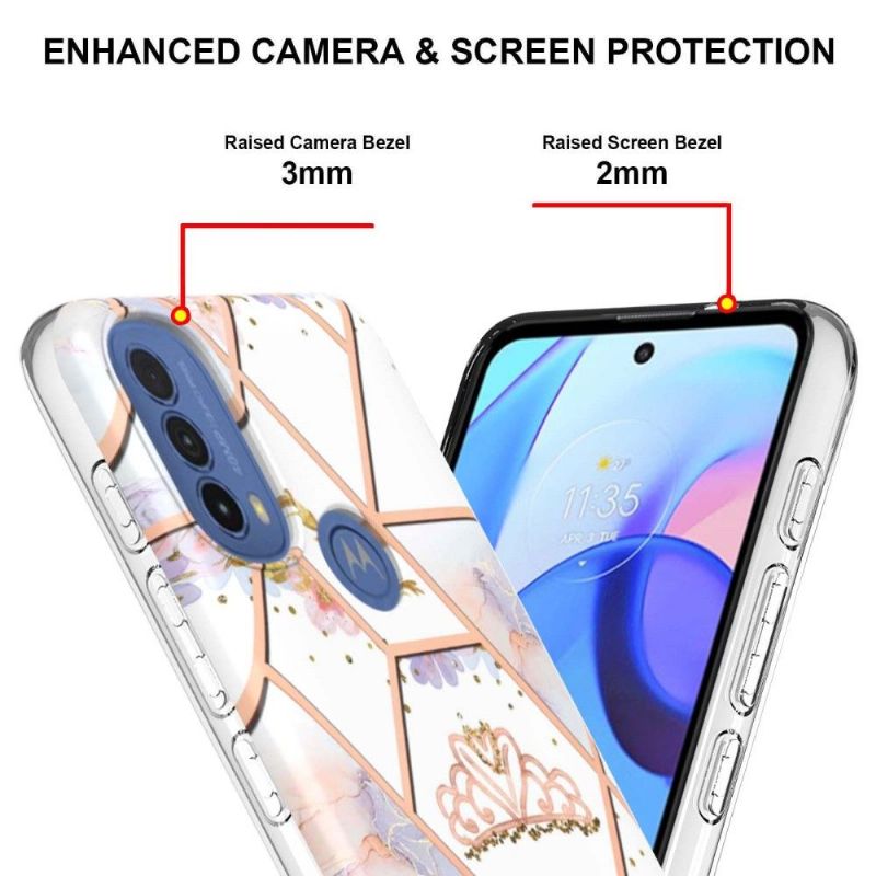Coque Motorola Moto E40 / E30 / E20 marbre et couronne