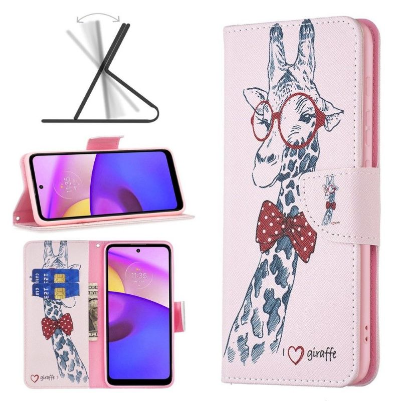 Housse Motorola Moto E40 / E30 / E20 girafe avec lunettes