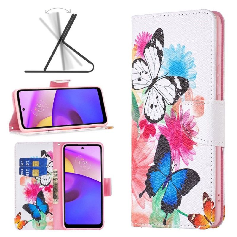 Housse Motorola Moto E40 / E30 / E20 papillons et fleurs colorées