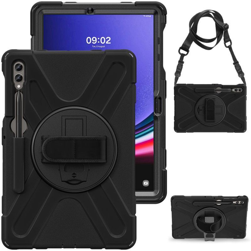 Coque Samsung Galaxy Tab S10 Plus/ S9 FE Plus/S9 Plus/S8 Plus/S7 Plus/S7 FE Ultra Résistante Support et Bandoulière