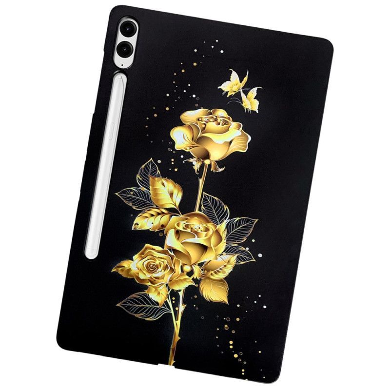 Coque Samsung Galaxy Tab S10 Plus / S9 FE Plus / S9 Plus Roses Doirées