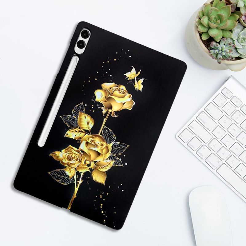 Coque Samsung Galaxy Tab S10 Plus / S9 FE Plus / S9 Plus Roses Doirées