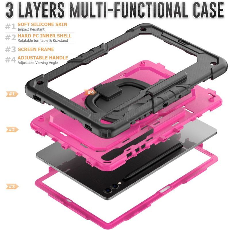 Coque Samsung Galaxy Tab S10 Plus / S9 Plus Protection Ultra Résistante avec Porte-Stylet et Bandoulière