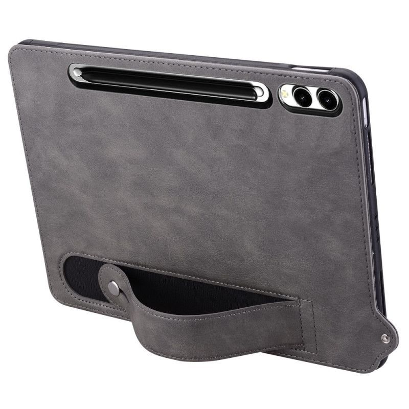 Coque Samsung Galaxy Tab S10 Plus / S9 Plus / S8 Plus / S7 Plus Effet Cuir Porte-Stylet et Sangle