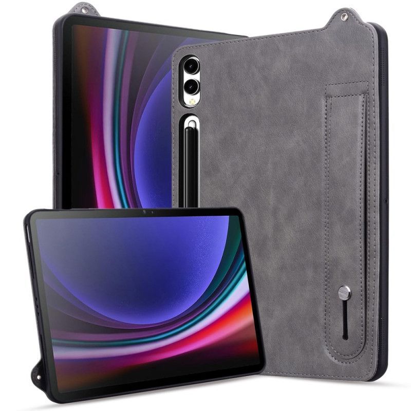 Coque Samsung Galaxy Tab S10 Plus / S9 Plus / S8 Plus / S7 Plus Effet Cuir Porte-Stylet et Sangle