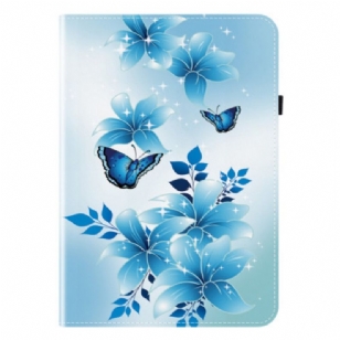 Étui Samsung Galaxy Tab S10 Plus / S9 FE Plus / S9 Plus Motif Papillons Bleus