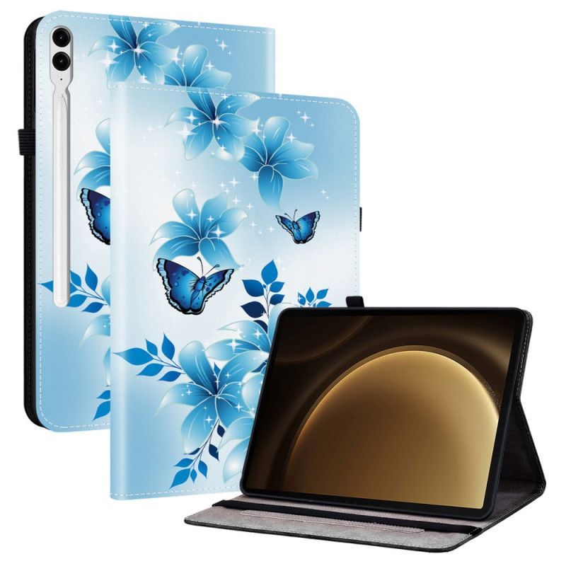 Étui Samsung Galaxy Tab S10 Plus / S9 FE Plus / S9 Plus Motif Papillons Bleus