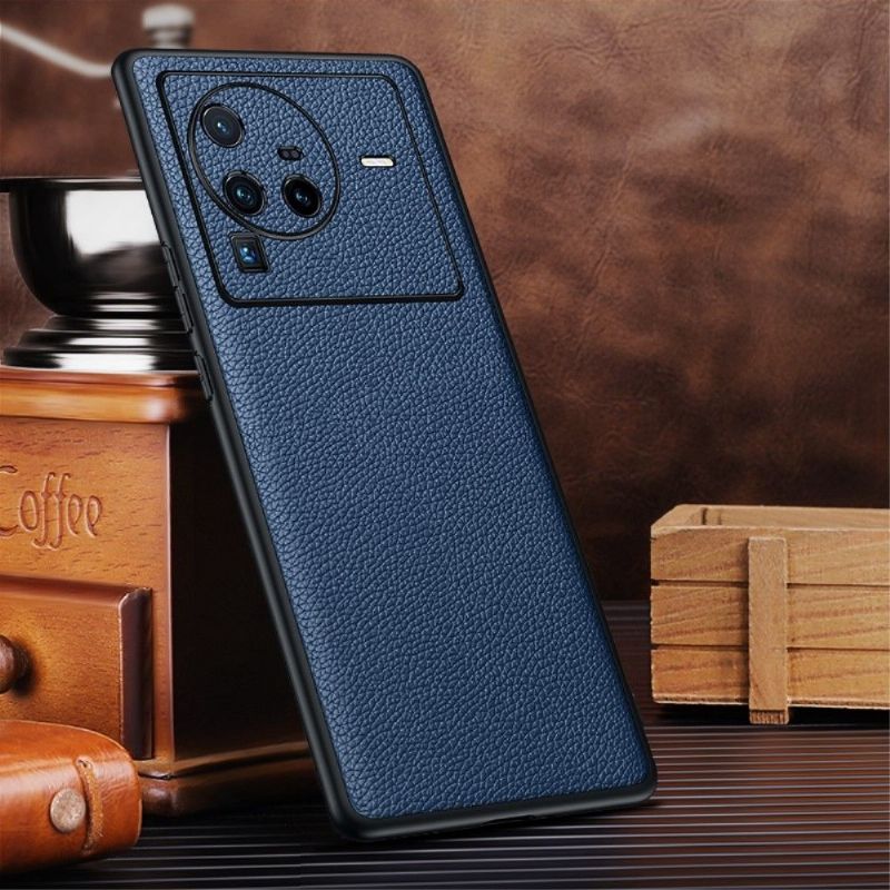 Coque Vivo X80 Pro cuir véritable grainé