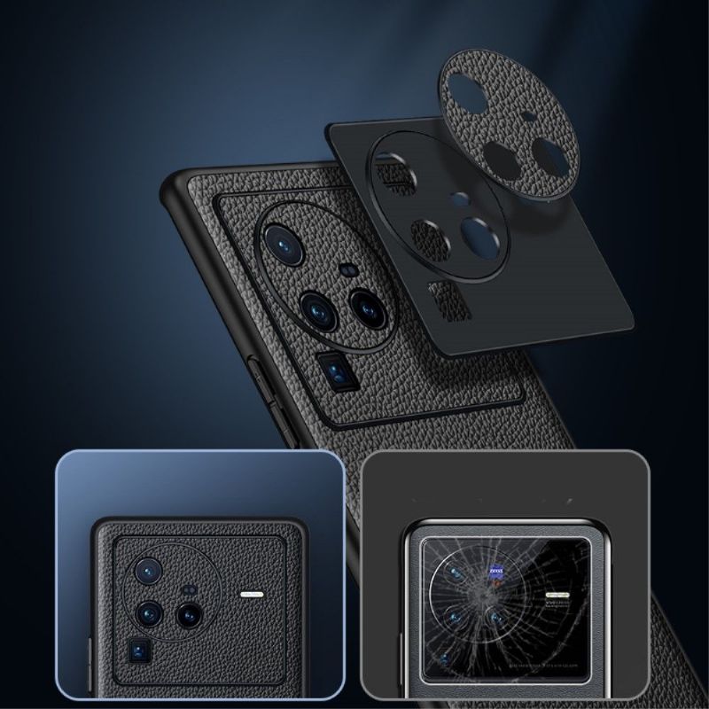 Coque Vivo X80 Pro cuir véritable grainé