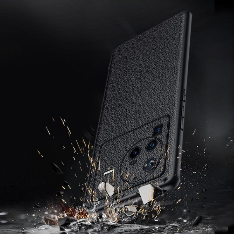 Coque Vivo X80 Pro cuir véritable grainé