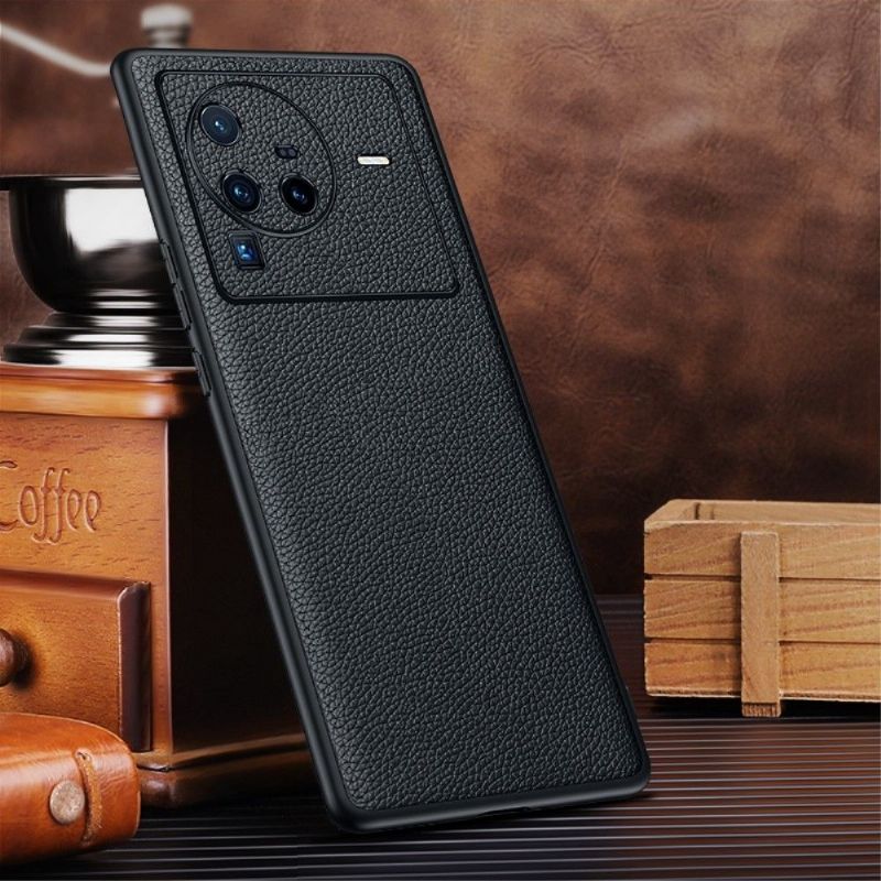 Coque Vivo X80 Pro cuir véritable grainé