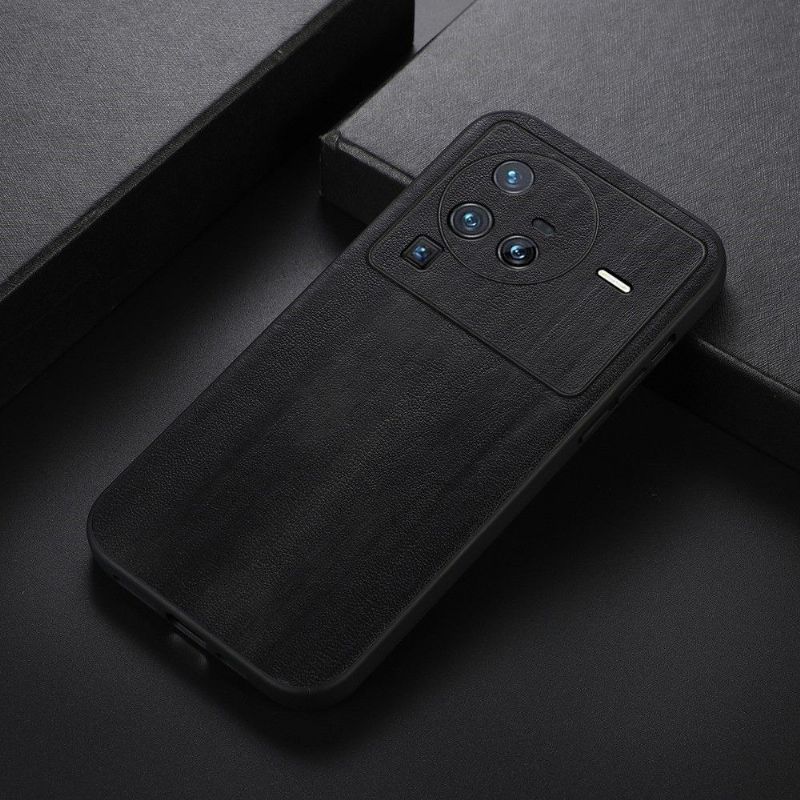 Coque Vivo X80 Pro effet cuir style bois