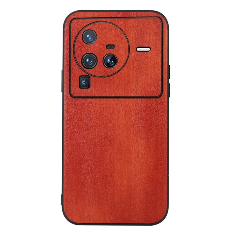 Coque Vivo X80 Pro effet cuir style bois