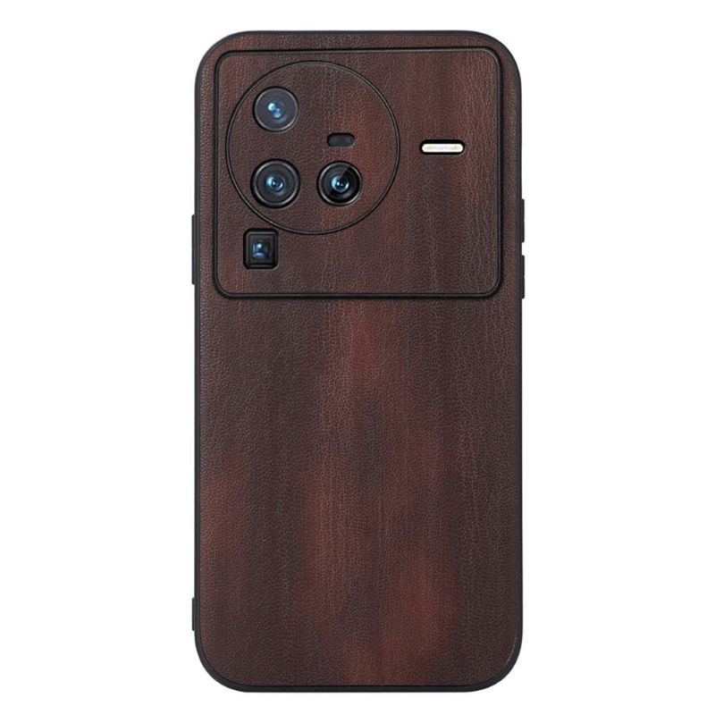 Coque Vivo X80 Pro effet cuir style bois