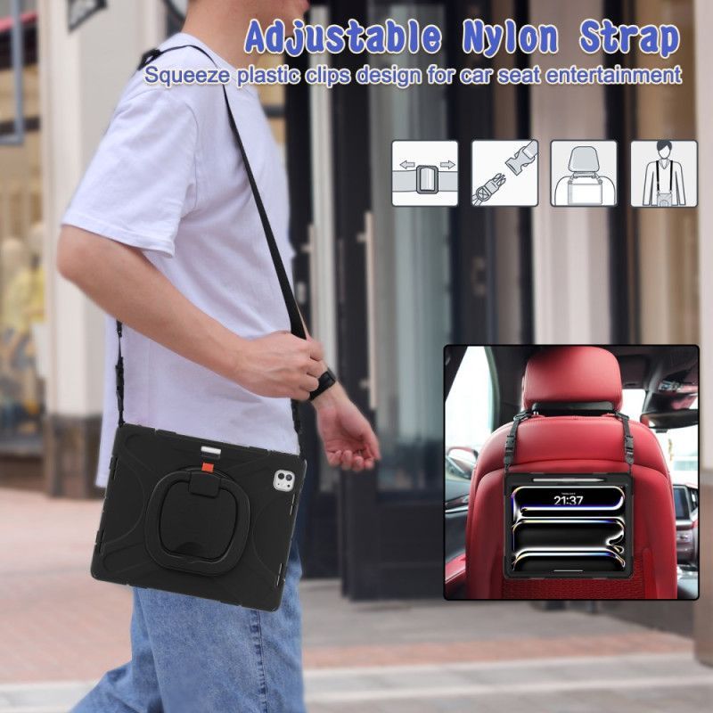 Coque iPad Pro 13 (2025) / 13 (2024) Anneau-Support et Bandoulière Réglable