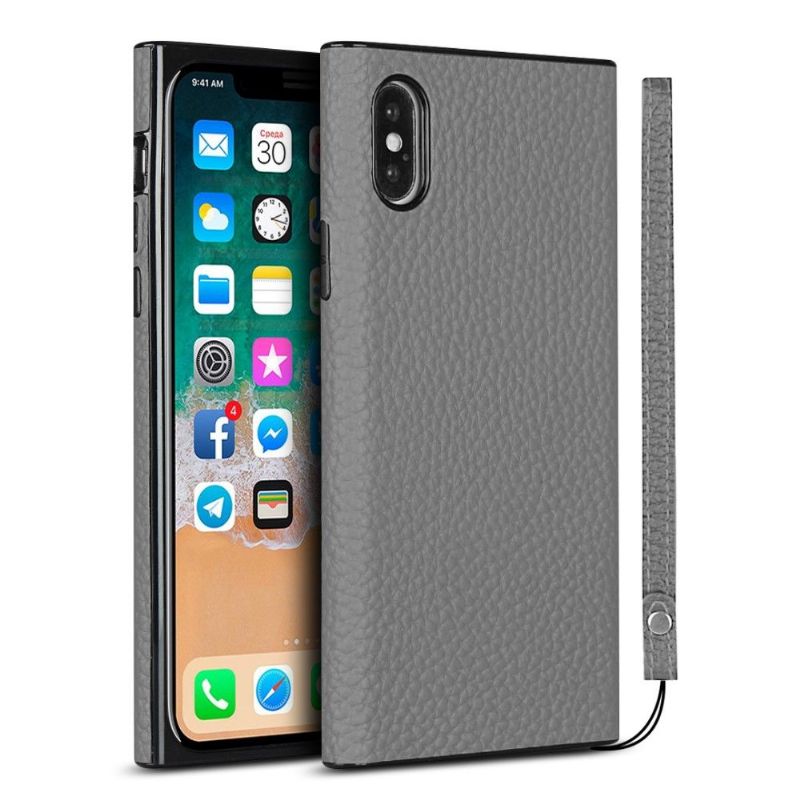 Coque iPhone X / XS Effet Cuir avec Lanière